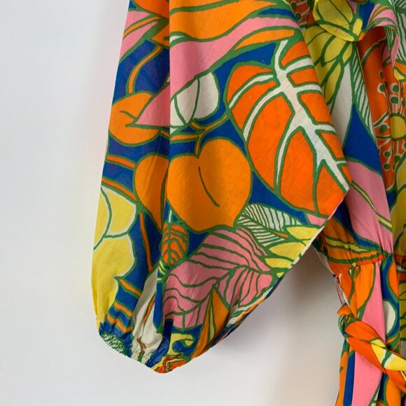 J.Crew 100% Cotton Tropical Floral Romantic Midi Dress Size 10 - Picture 6 of 16